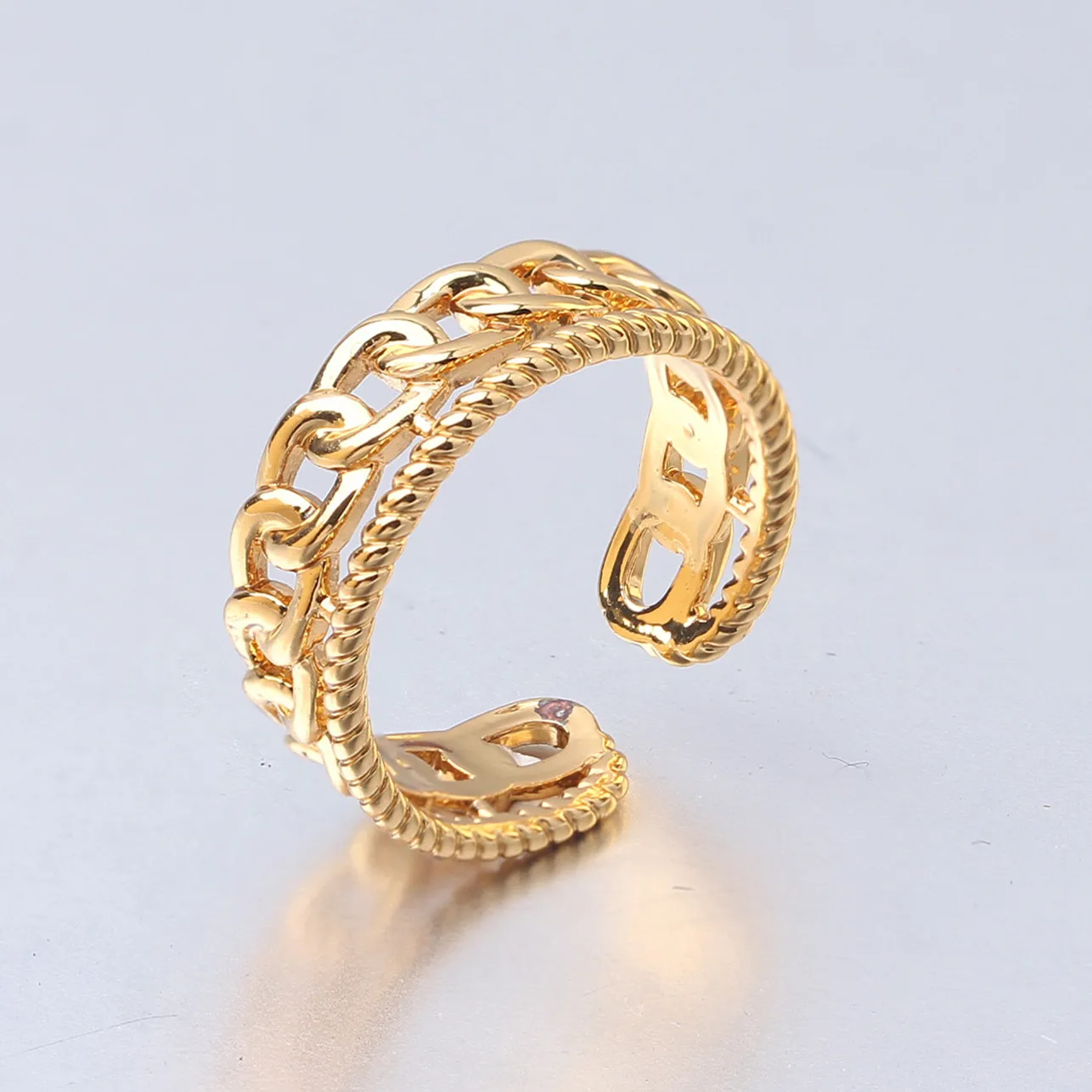 Женское ажурное кольцо с цепочкой регулируемое открытое Ювелирное Украшение для