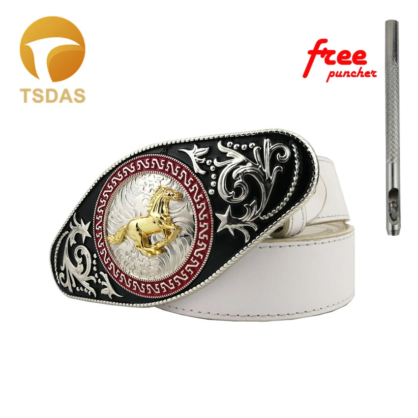 Большой Размеры бегущего коня в ковбойском стиле с ремешком и пряжкой черным