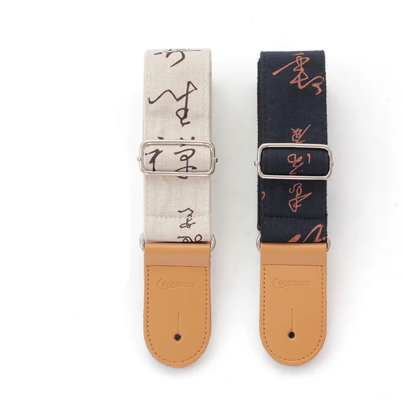 

Cotton Chinese Wind Electric Acoustic Bass Electric Guitar Folk Guitar Bass Strap Leather Guitar Strap