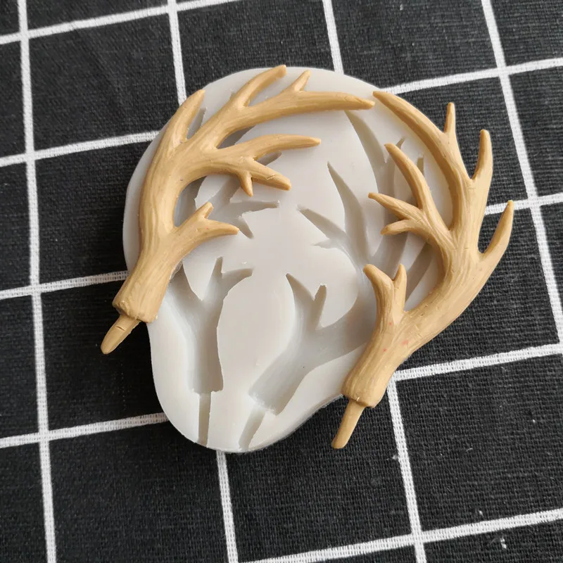 Новый 3D оленьи рога силиконовые помадные формы рождественские украшения торта