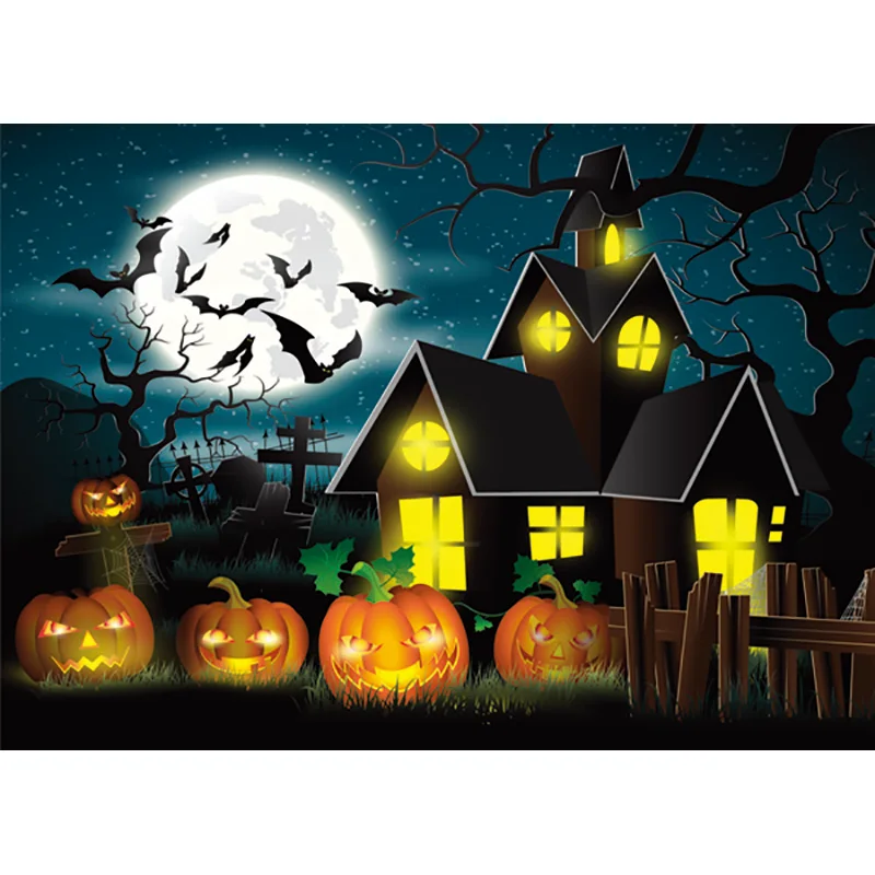 SHENGYONGBAO Хэллоуин фон замок Тыква фонарь Луна фотография для фотостудии реквизит