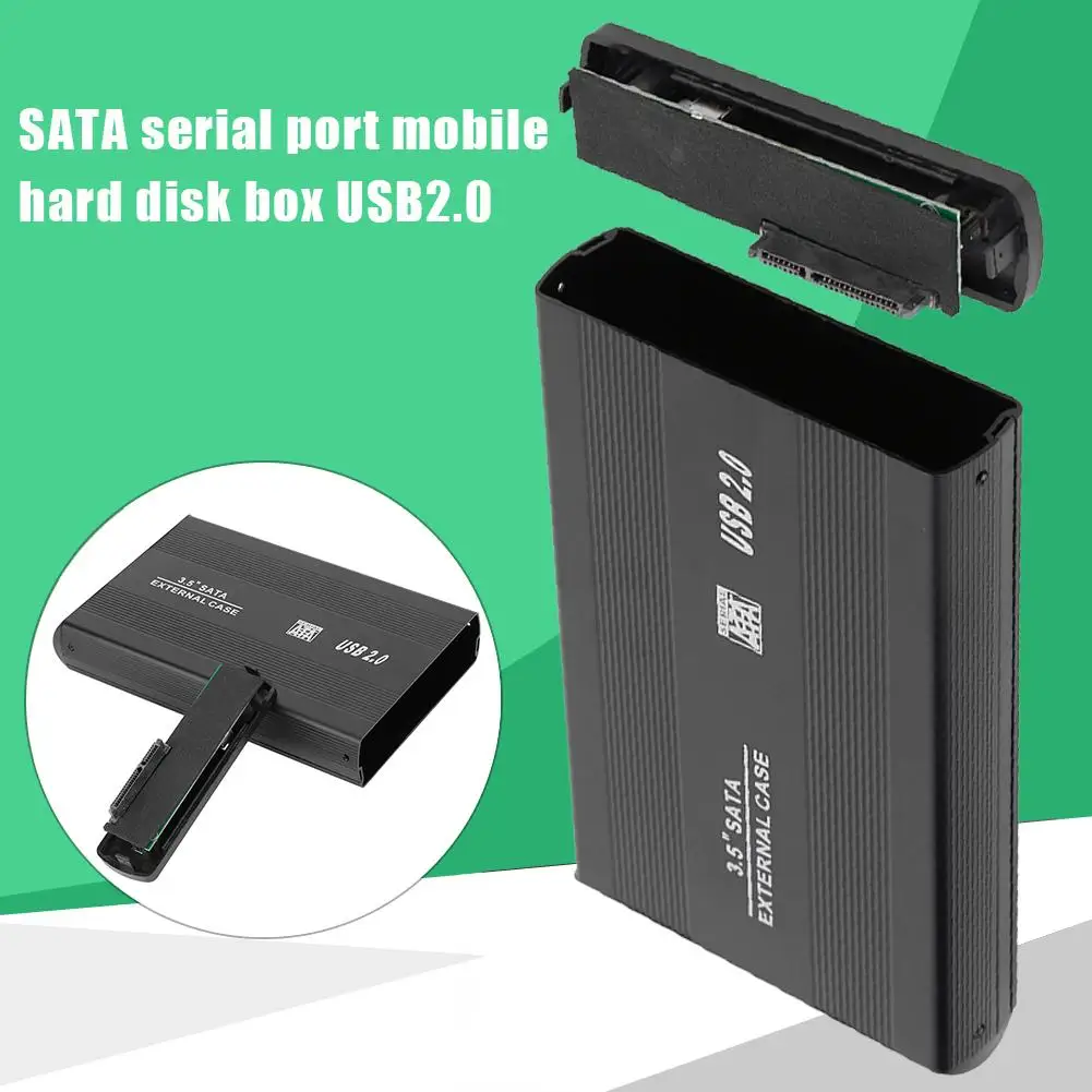 3 5 дюймовый жесткий диск чехол SATA USB2.0 Алюминий сплав HDD Корпус внешнего жесткого