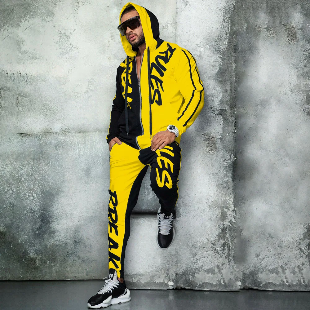 Мужской спортивный костюм в стиле пэчворк плотный Повседневный Спортивный с