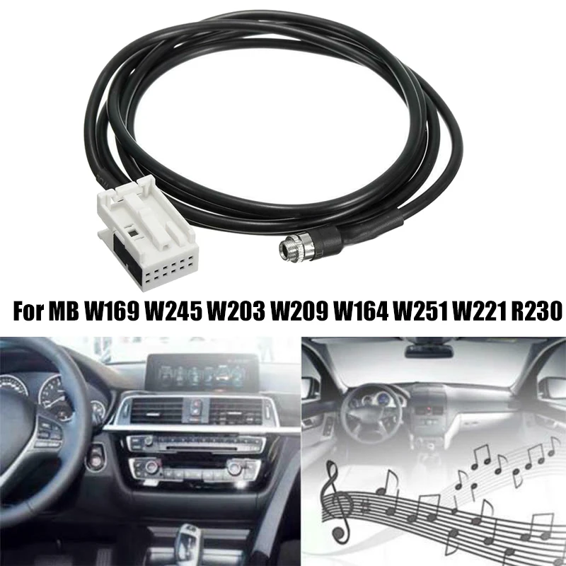 

Автомобильный 3,5 мм 12-контактный гнездовой аудио музыкальный Aux кабель входной адаптер для Mercedes Benz W169 W203 W209 W221 W164 R230