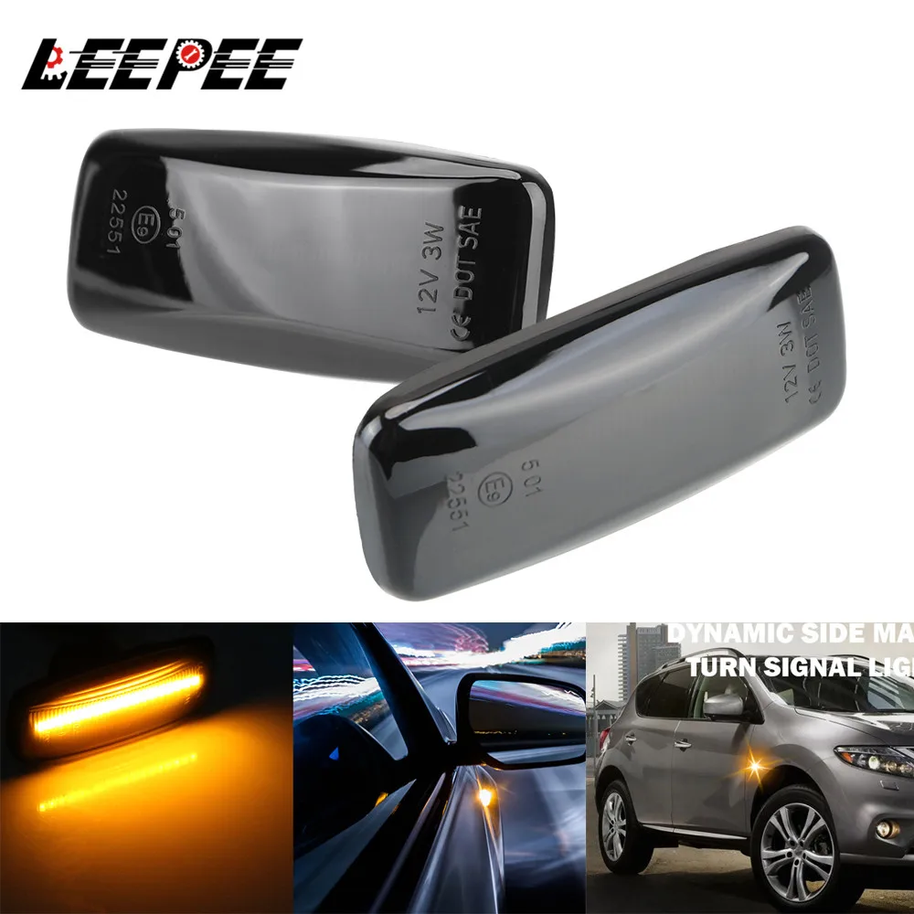 

Светодиодные мигающие боковые габаритные огни, 12 В, 3 Вт, Янтарные линзы, автомобисветильник сигнал поворота для Nissan Teana J31 Murano Sylphy Bluebird Sunny