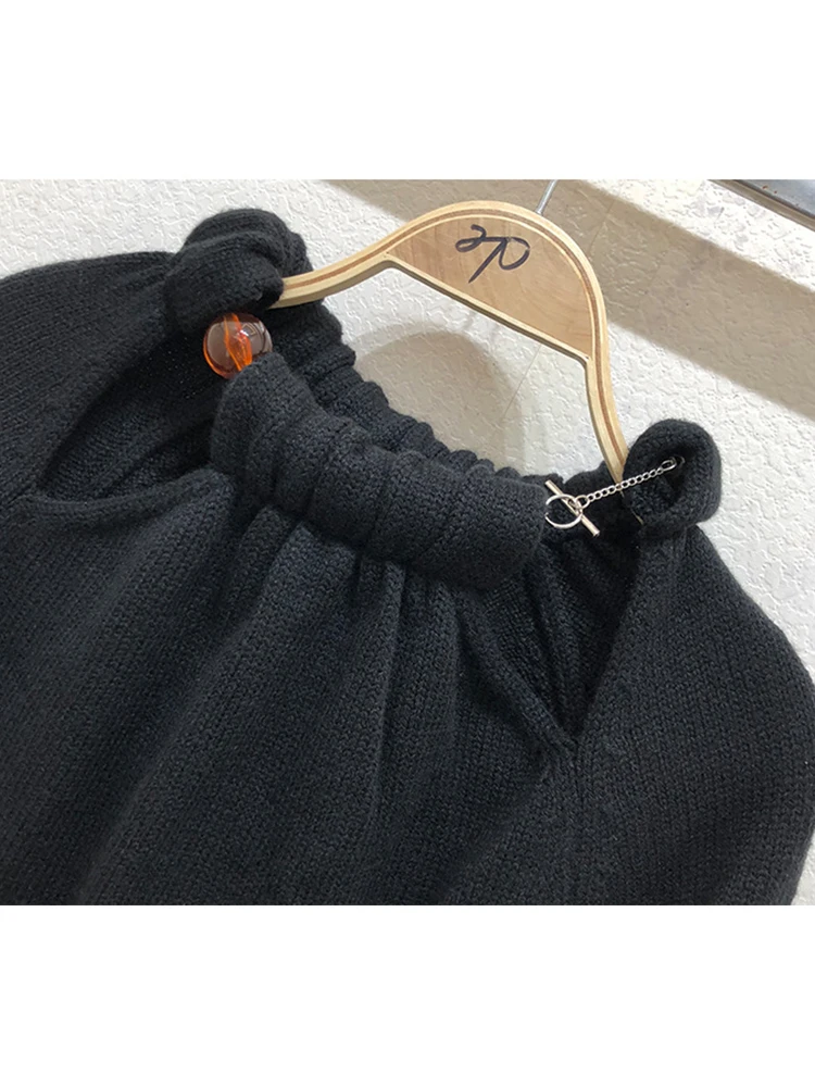 

Free shipping heavy crafts pleated beaded round neck sexy hollow sweater pullover ladies autumn new personality all-match top