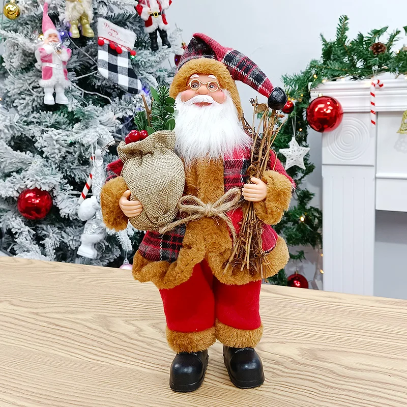 

30cm Santa Claus Christmas Tree Decoration Desktop Figure Portable Lifelike Santa Doll Figurine Kids Gift Perfect Ornament
