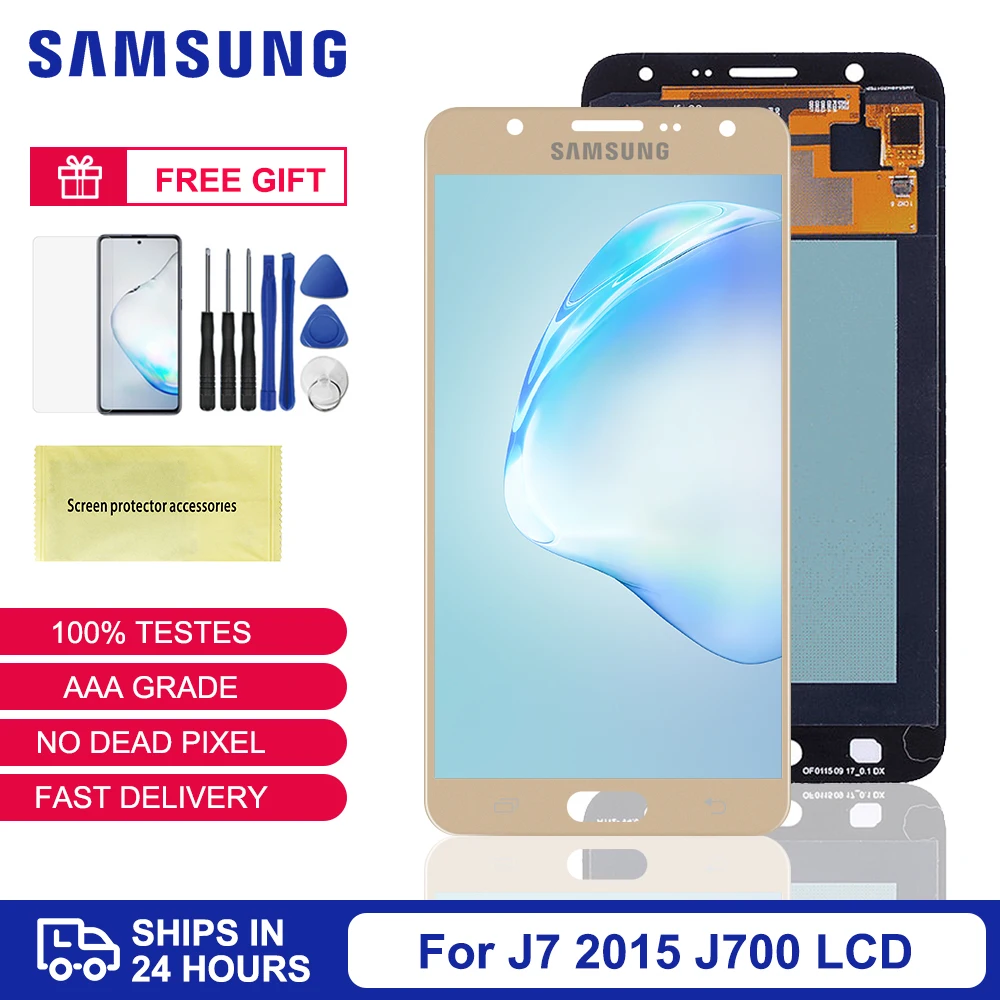 ЖК-дисплей Super AMOLED для Samsung Galaxy J7 2015 дисплей J700 сменный сенсорный экран J700F J700M J700H |