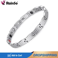 rainso magnetic healthy bracelet for women wave shape bio energy metabolism chain link hologram charm stainless steel bracelet