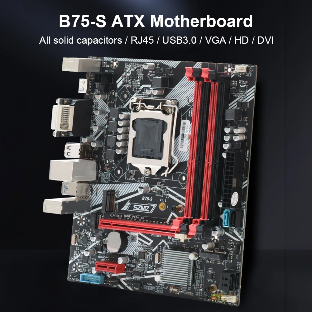 

B75-S ATX PCI-E 16X DDR3 Motherboard CPU LGA1155 USB3.0 HDMI-Compatible+VGA Port Board Desktop Computer Smooth Gaming Accessory