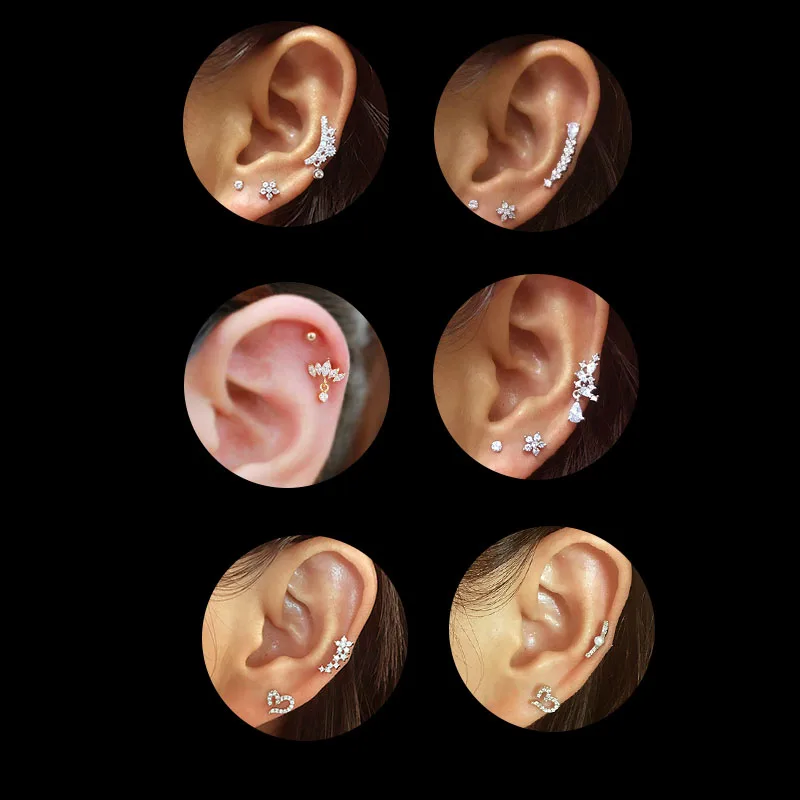 1 шт. 0 8x6 мм стержень Длинный Винт Задняя серьга-гвоздик для пирсинга Роскошные Cz