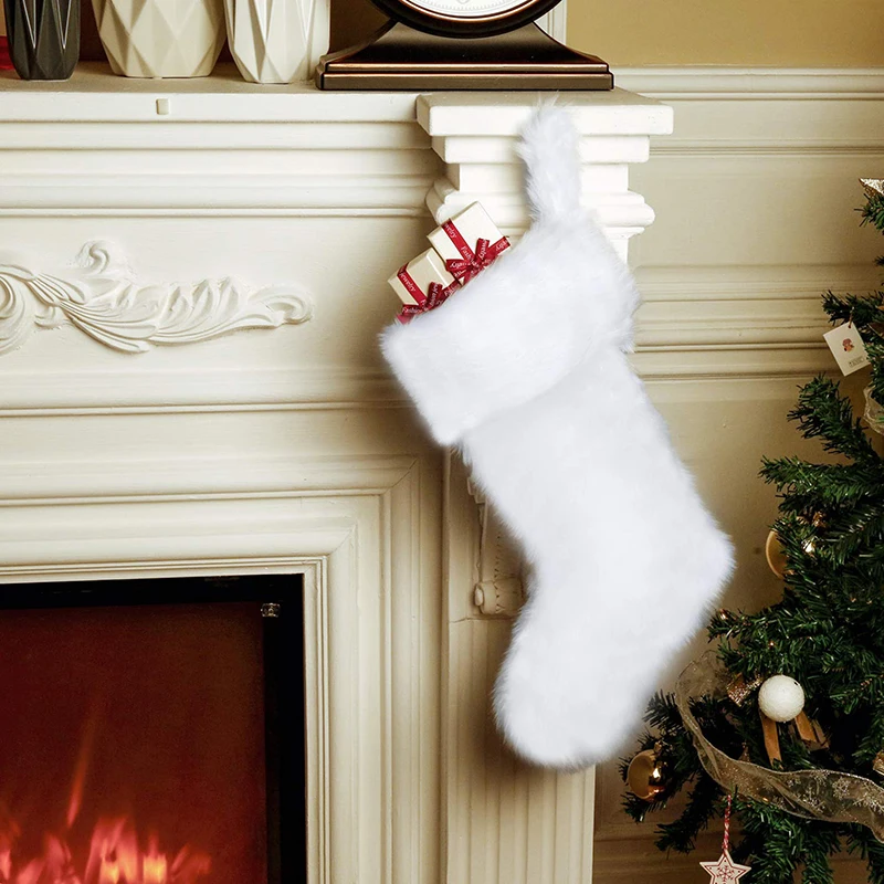 

Hot Sale Lovely Christmas Stockings Socks 2021 New Year Santa Claus Candy Gift Bag Xmas Tree Decor Festival Party Supplies