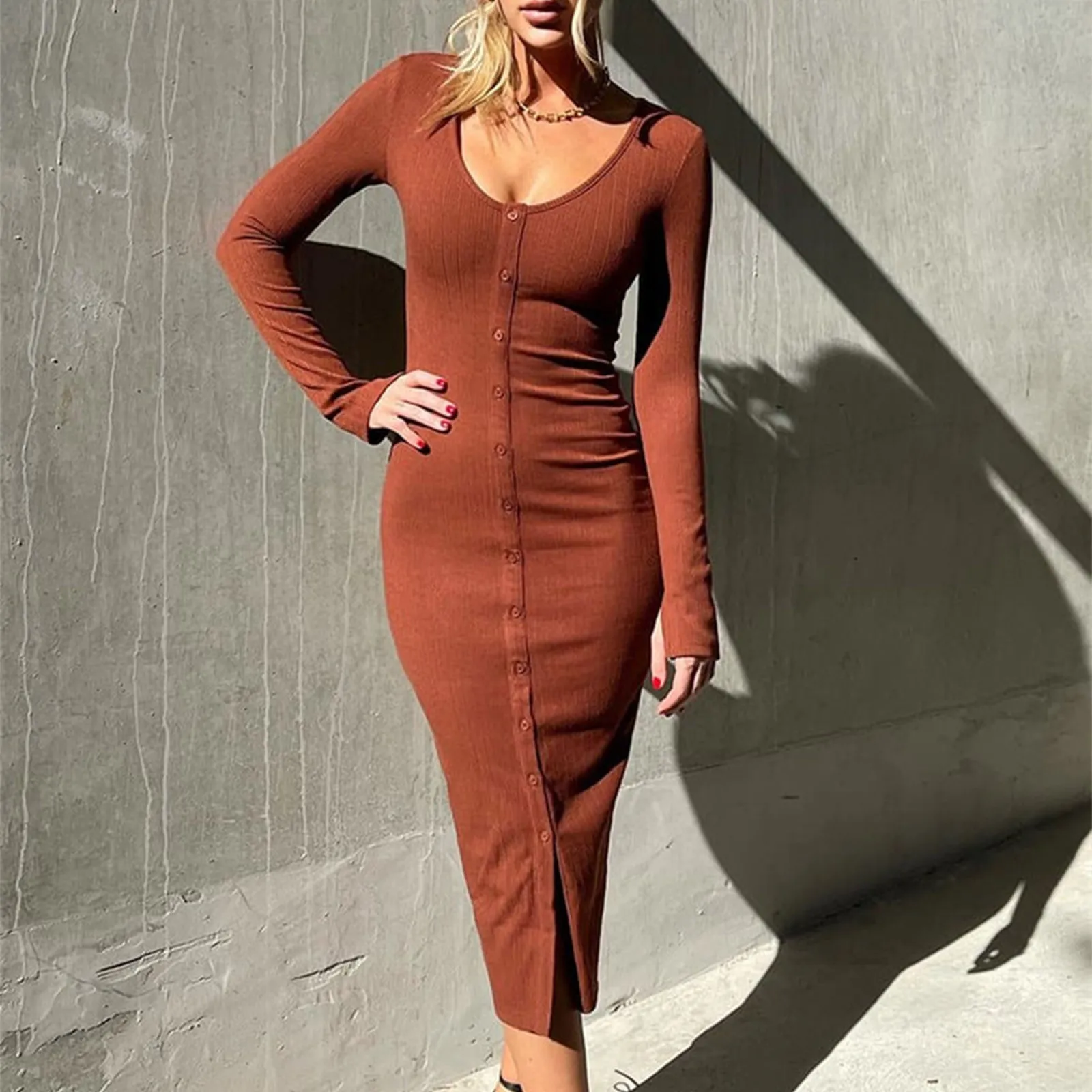 

2021 New Korean Chic Style Elegant V-neck Knit Dress Women Half Sleeve Slim Fit Sweater Dresses Single-Breasted Casual Vestidos