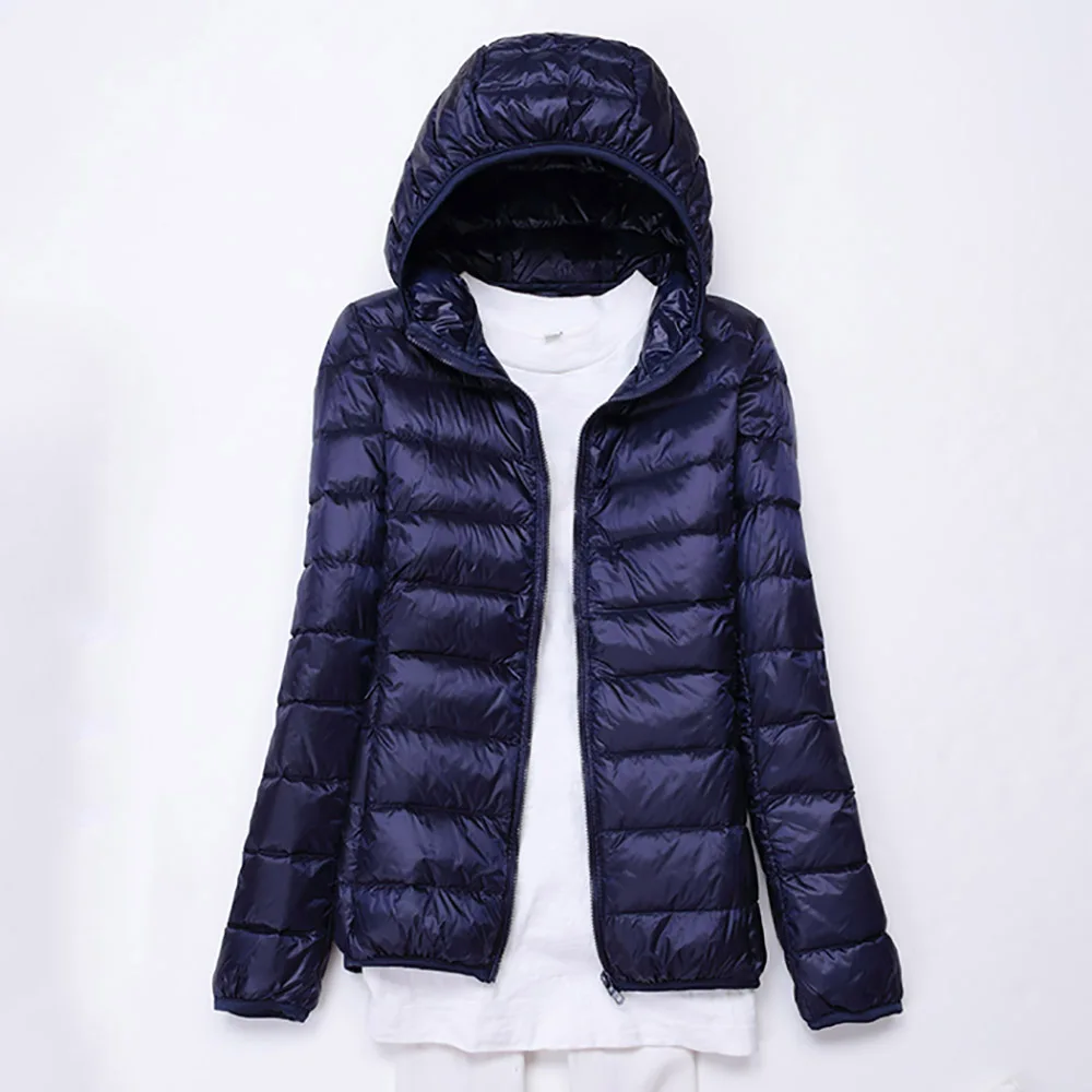 

2019 Autumn Winter Women's Jacket Outerwear Down Warm Coat Ultralight Large Size 5XL Basic Jackets Female Hooded Parka Overcoat