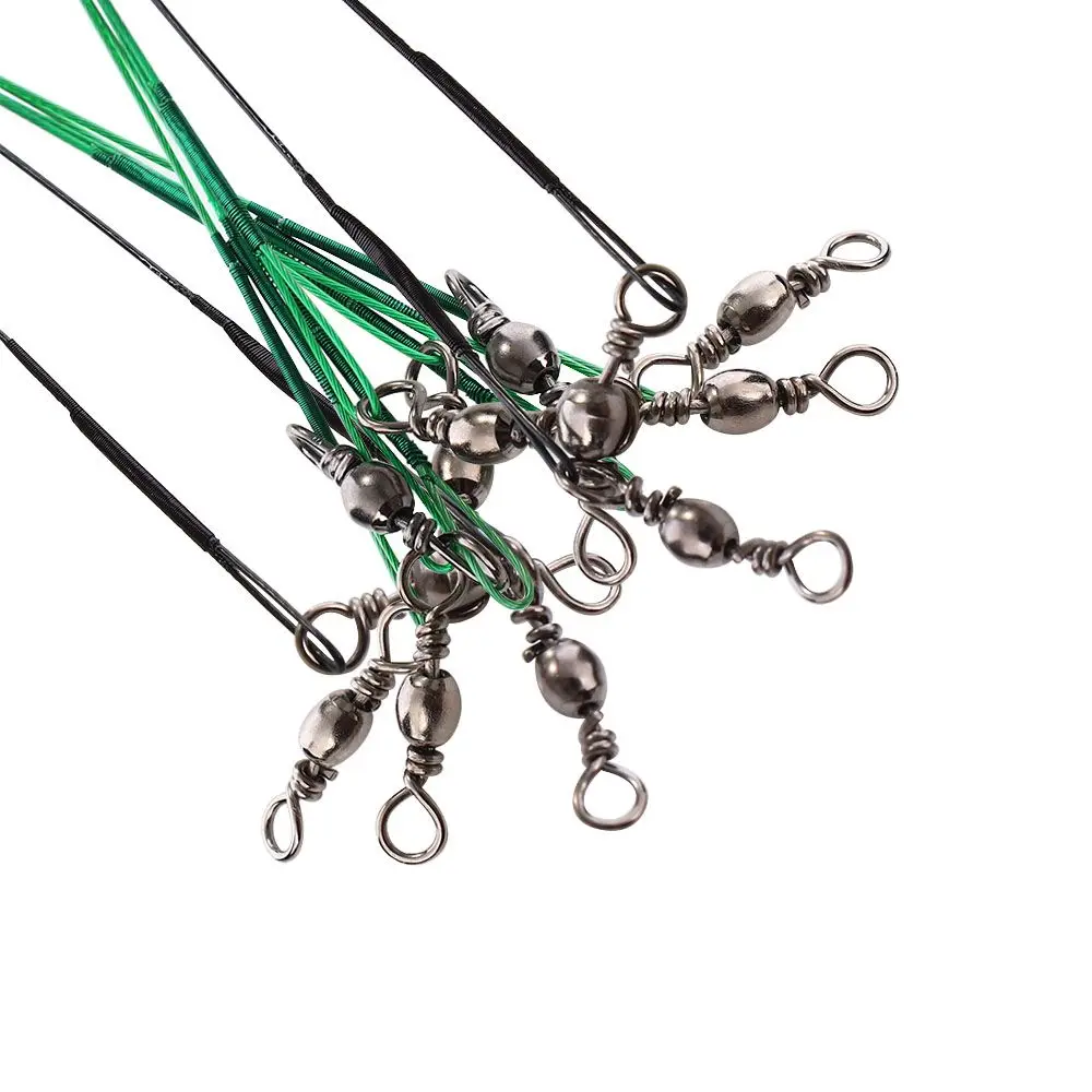 

10 шт./лот рыболовная леска, поводок, стальная проволока, соединительная проволока, вертлюги, рыболовные инструменты разных размеров