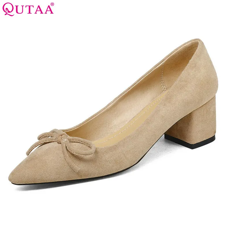 Женские свадебные туфли QUTAA серые лодочки на платформе и квадратном среднем