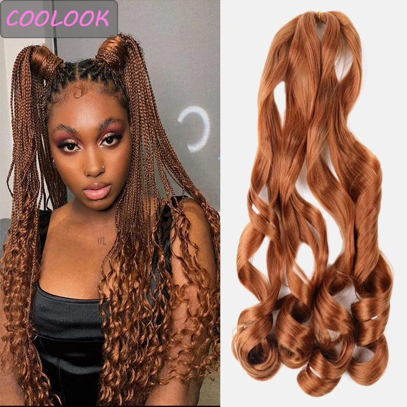 

20 Inch Loose Wave Crochet Hair for Black Women Brown Pre Stretched Braiding Hair Extensions Synthetic Spiral Curls Hair Bundles
