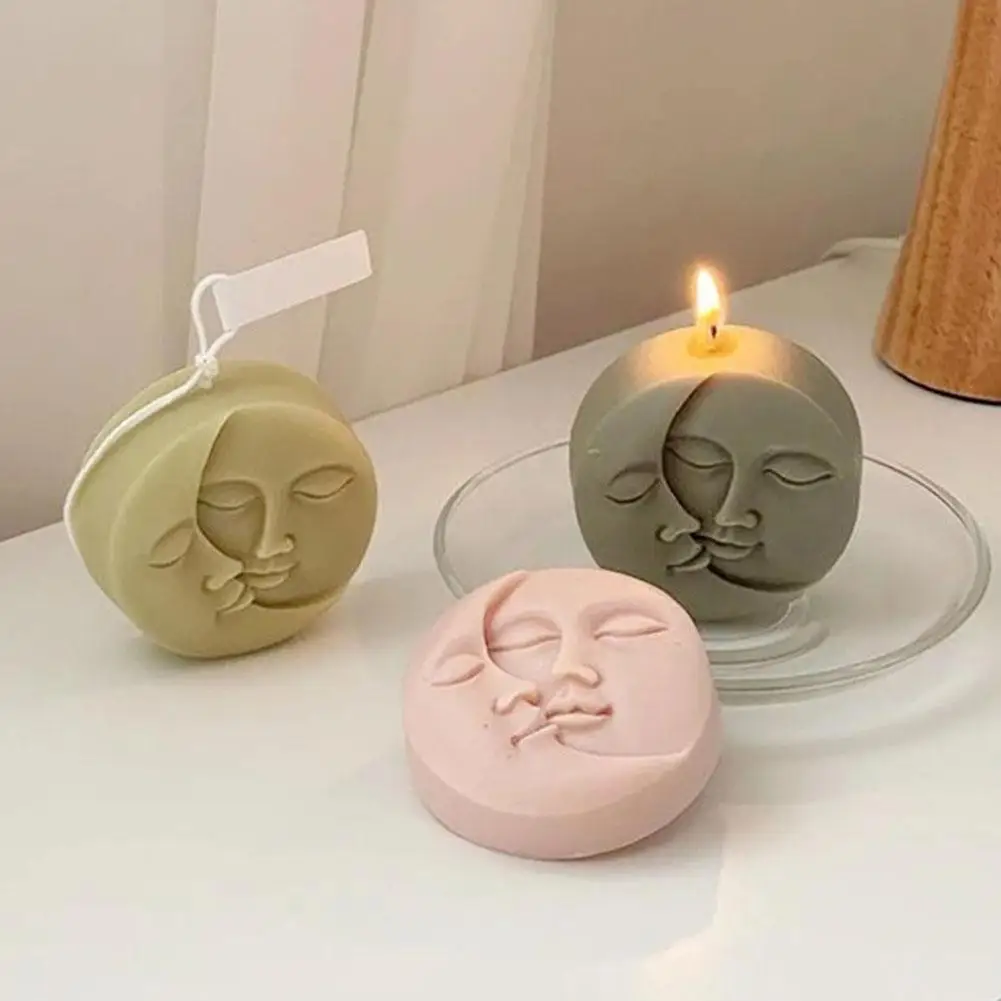 

New Moon Sun Shaped Love Silicone Bee Wax Candle Molds Love Face Soap Molds Paraffin Wax Molds Home DIY Molds for Candle Making