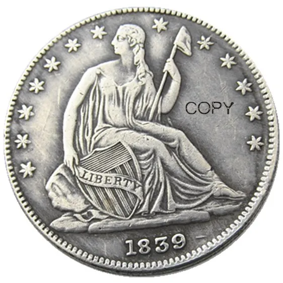 США 1839 - 1865 мятный: P свобода сидя половина доллара посеребренные копии монет | Дом