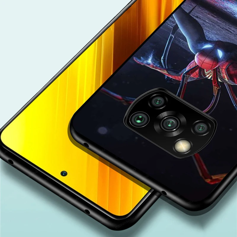 

Marvel Iron Spider Man For Xiaomi Poco X3 NFC M3 M2 X2 F3 F2 Pro C3 F1 Mi Play Mix 3 A3 A2 A1 Black Phone Case