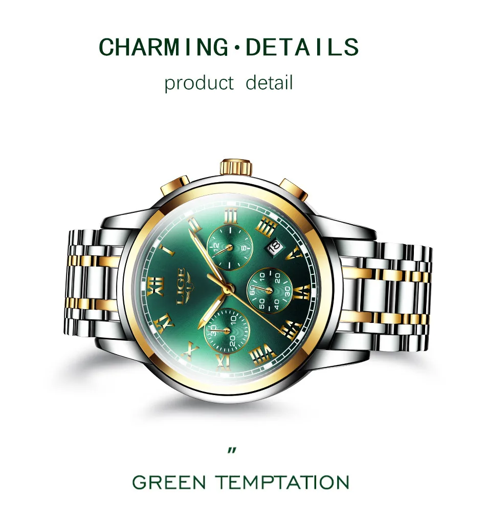 LIGE Men Watch 30m Waterproof Watches Mens Top Brand Luxury Steel Business Wristwatch Chronograph Male Clock Saat relojes hombre