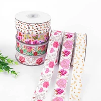 5yardslot 25mm lovely floral print grosgrain ribbon for diy bow craft card gifts wrapping lace ribbons