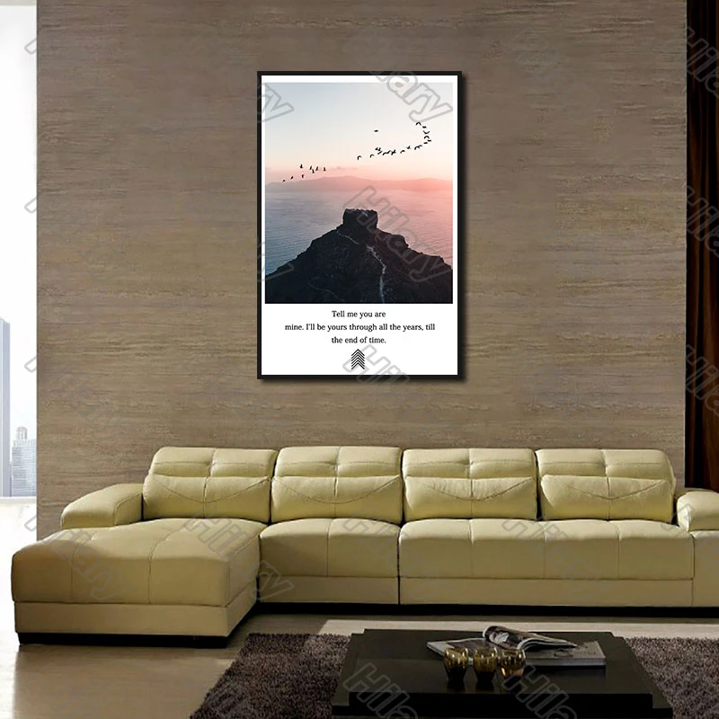 

Poster Sea Mountain Letters Red Fog Landscape Canvas Painting and Prints Wall Art Pictures Decoration for Living Room 3Pcs