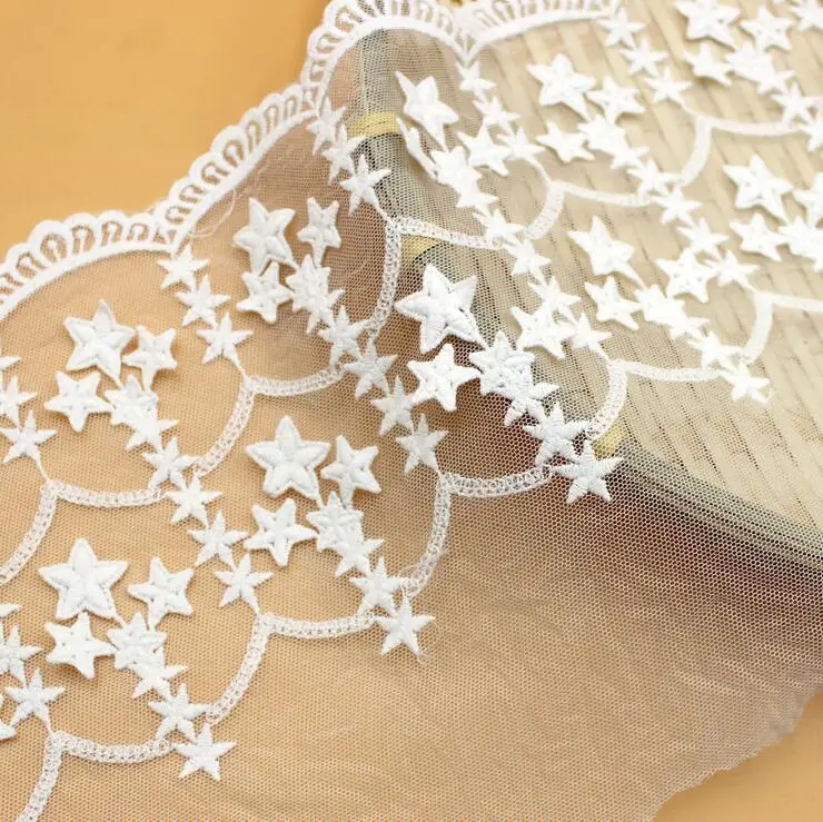 Кружевная аппликация с вышивкой в виде звезд 1 ярд/упаковка 20 см | Дом и сад