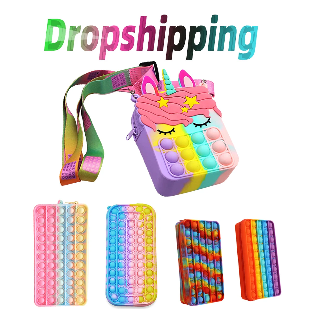 

New Popper Sensory Popete Silicone Push Bubble Stationery Storage Bag Pops Anti stress Decompression Coin Purse Pop Fidget Toy