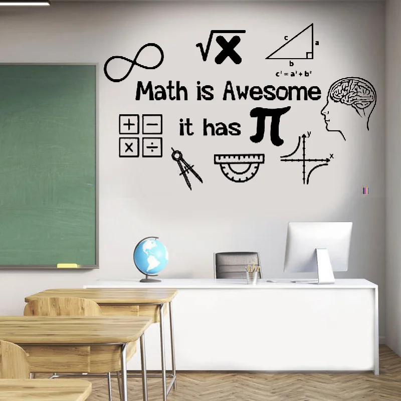 

Math Math Is Awesome It Has Pi- Classroom Vinyl Decal Wall Sticker Math Teacher Gift Mathematics