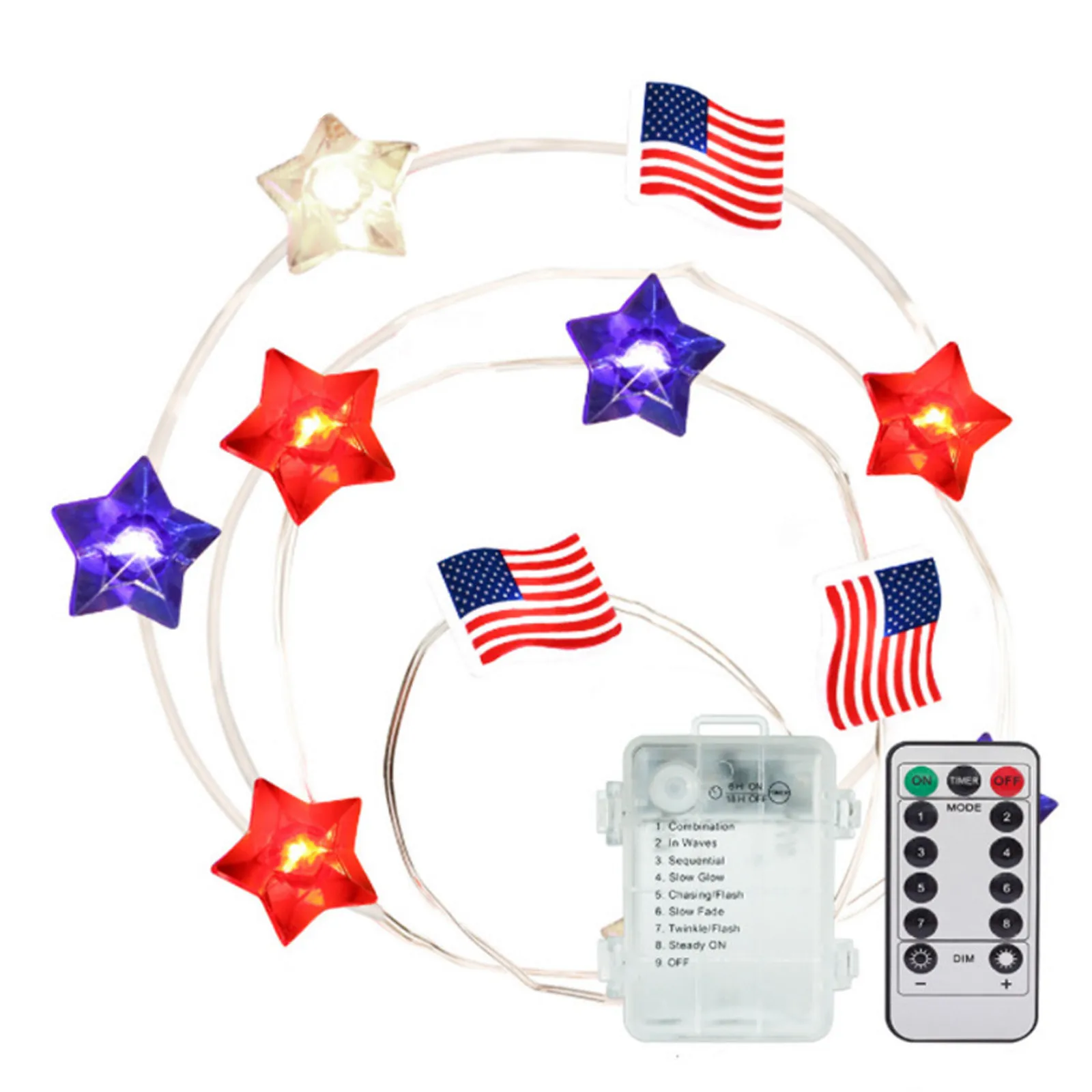 

Independence Day Flag Shaped Led Copper-Wire Lamp Decorative Light String Independence Day Festival Lights String, Door Decor