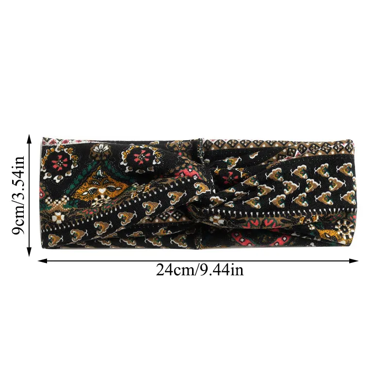 Женская повязка на голову с цветочным принтом эластичная перекрестными узлами| |