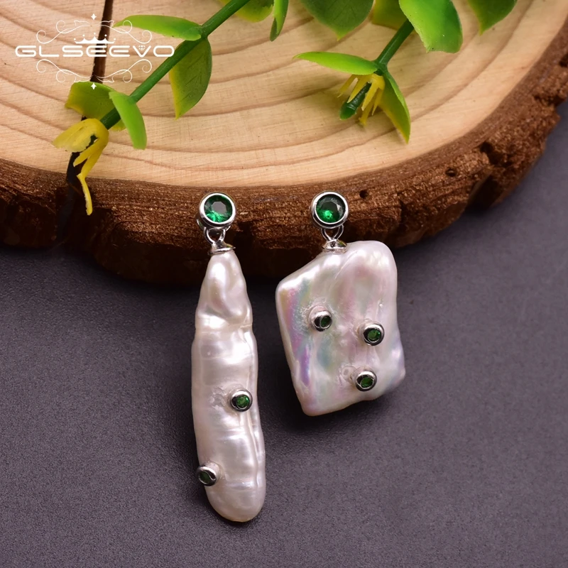 GLSEEVO ручной работы натуральный пресноводный барочный жемчуг серьги для женщин