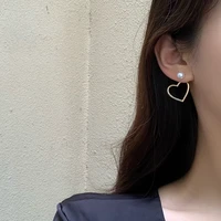 mihan 925 silver needle women jewelry metal earrings sweet design simulated pearl heart drop earrings for girl fine accessories