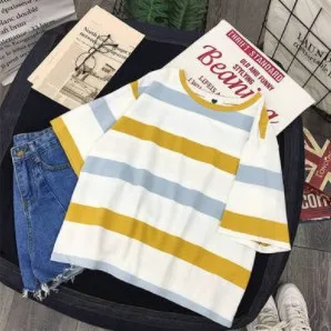 Полосатая рубашка женские хлопковые летние топы Харадзюку духи дизайнер Karl Lagerfeld