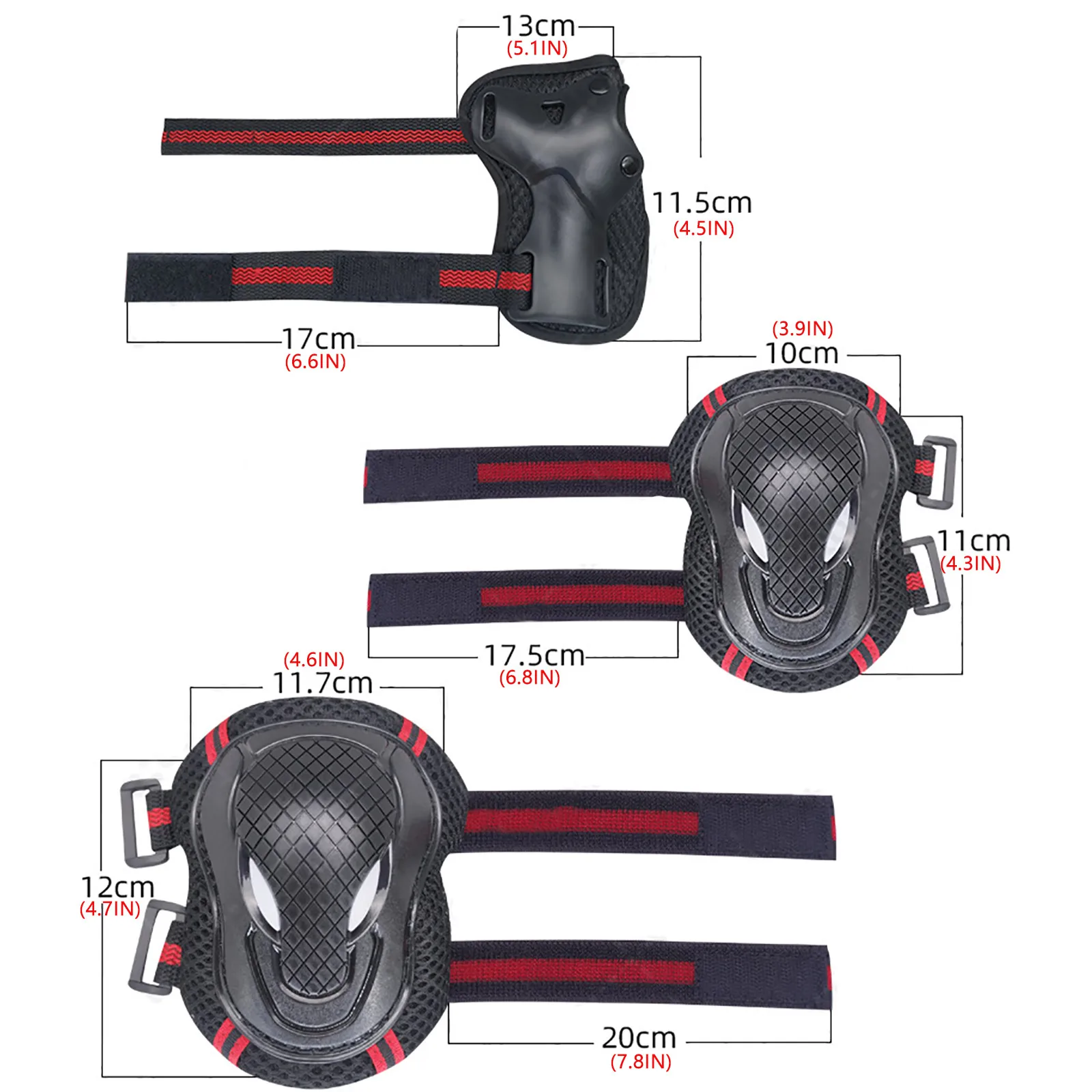 

6 Pieces/Set Ski Skateboard Ice Roller Skating Protective Gear Elbow Pads Wrist Guard Cycling Knee Protector for Kids Men Women