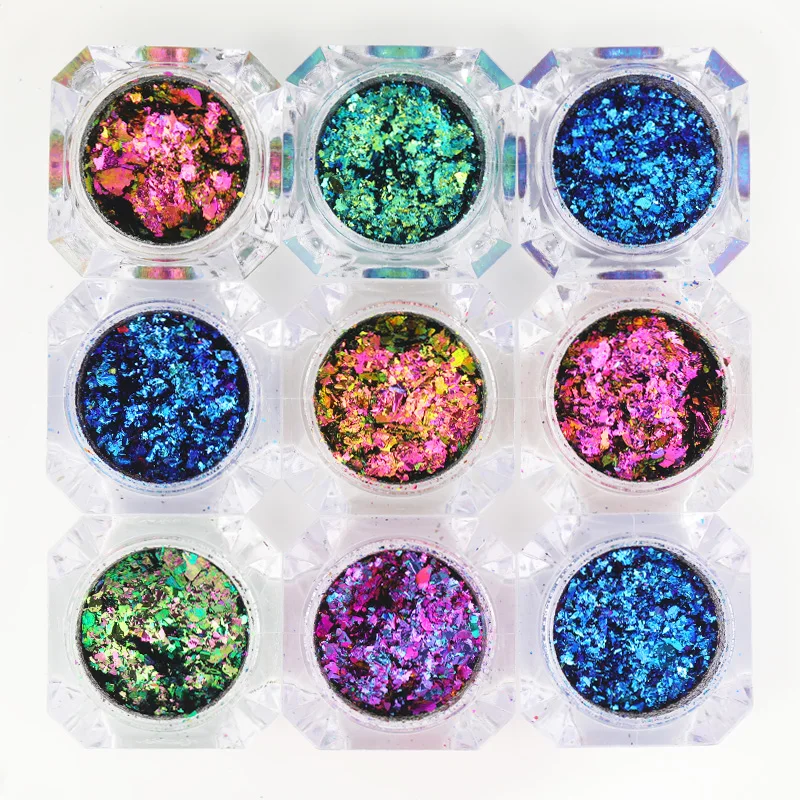 Хамелеон блёстки для ногтей нерегулярные Блестки украшения УФ гель лак порошок