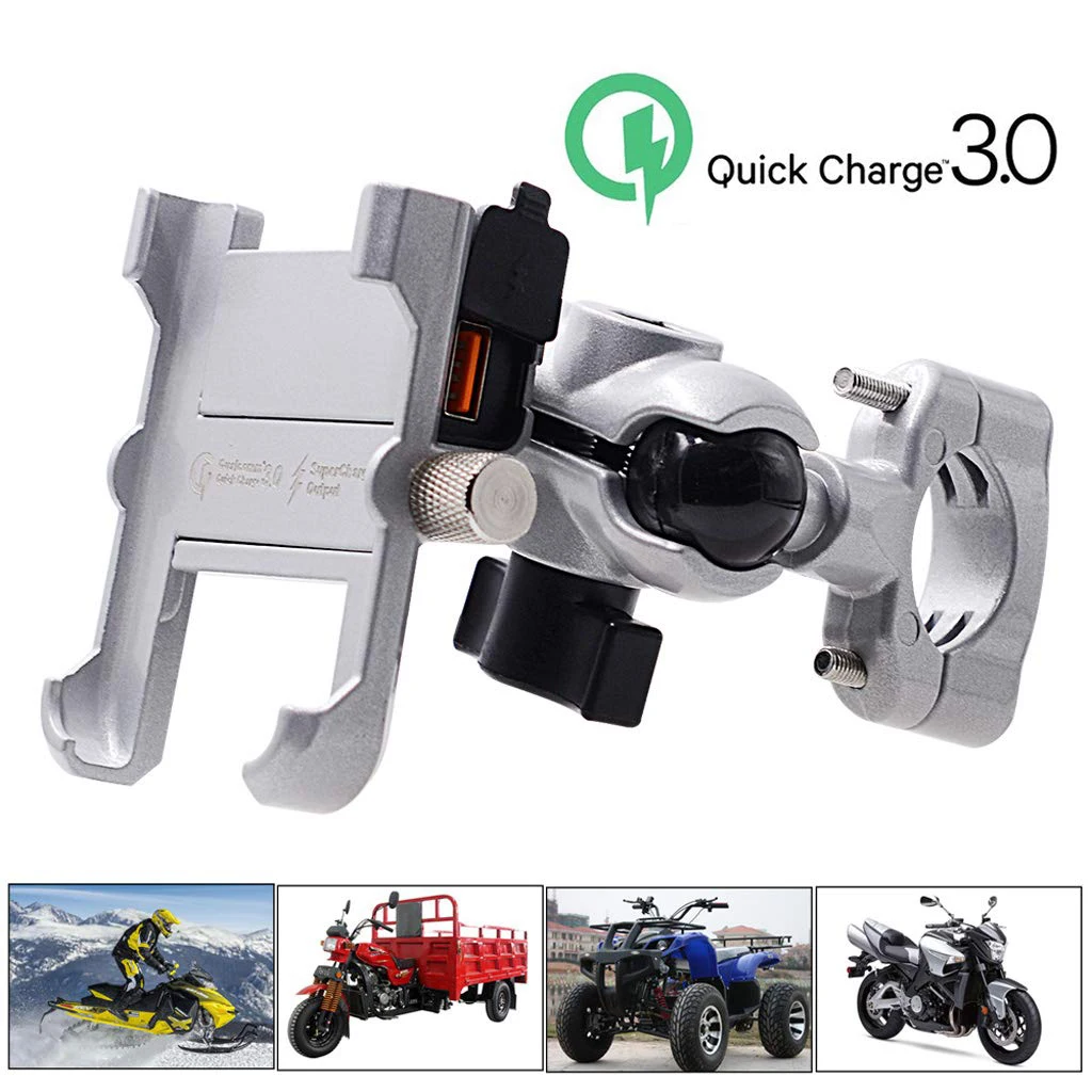 Держатель для телефона мотоциклетный из алюминиевого сплава с зарядным