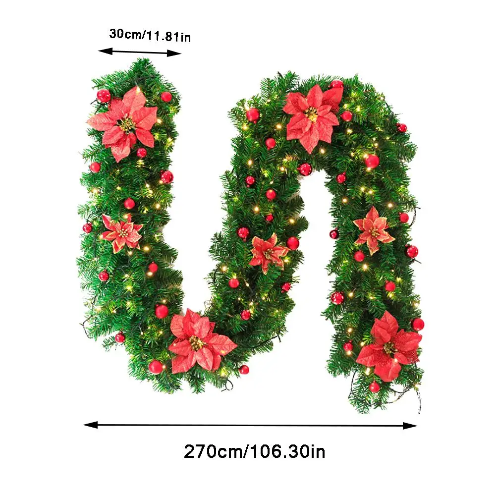 2 7 м искусственная зеленая Рождественская гирлянда венок рождественские