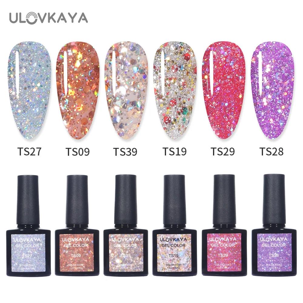 ULOVKAYA 7 3 мл блестками УФ Led лак для ногтей Гель Полупостоянный био Гели Soak Off Лаки