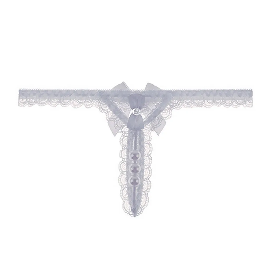 Женские жемчужные G-стринги ажурные трусики с бантом дизайнерское короткое