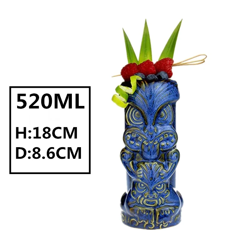 Новые Hawaii Tiki кружки, кружки для коктейлей, пивные кружки для напитков, кружка для вина, керамическая Пасхальная кружка Tiki, кружка 450 мл - Цвет: C