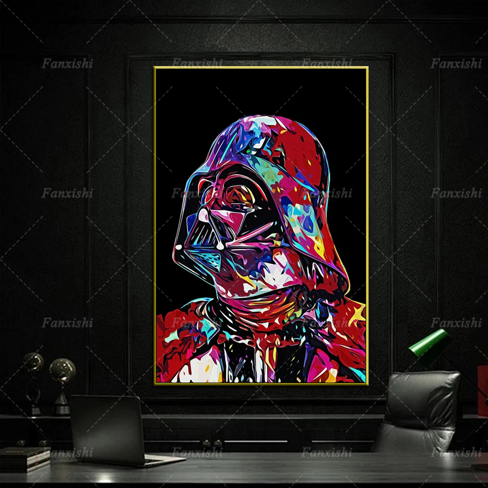 

Darth Vader Star Wars Painting Wall Art Canvas Prints, Starwars Abstract Movie Posters, Colourful Star Wars Bedroom Gift Ideas