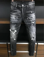 european dsq brand italy jeans pants black coolguy jeans womenmen slim jeans denim trousers blue hole pants jeans for a383