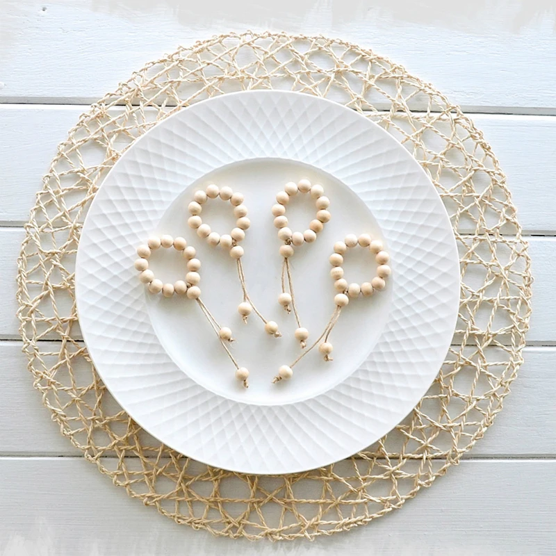 Лидер продаж набор деревянных бусин гирлянда бусины кольца для салфеток Tassles