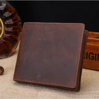 mens wallet leather mens business short money clip with cowhide widened bag