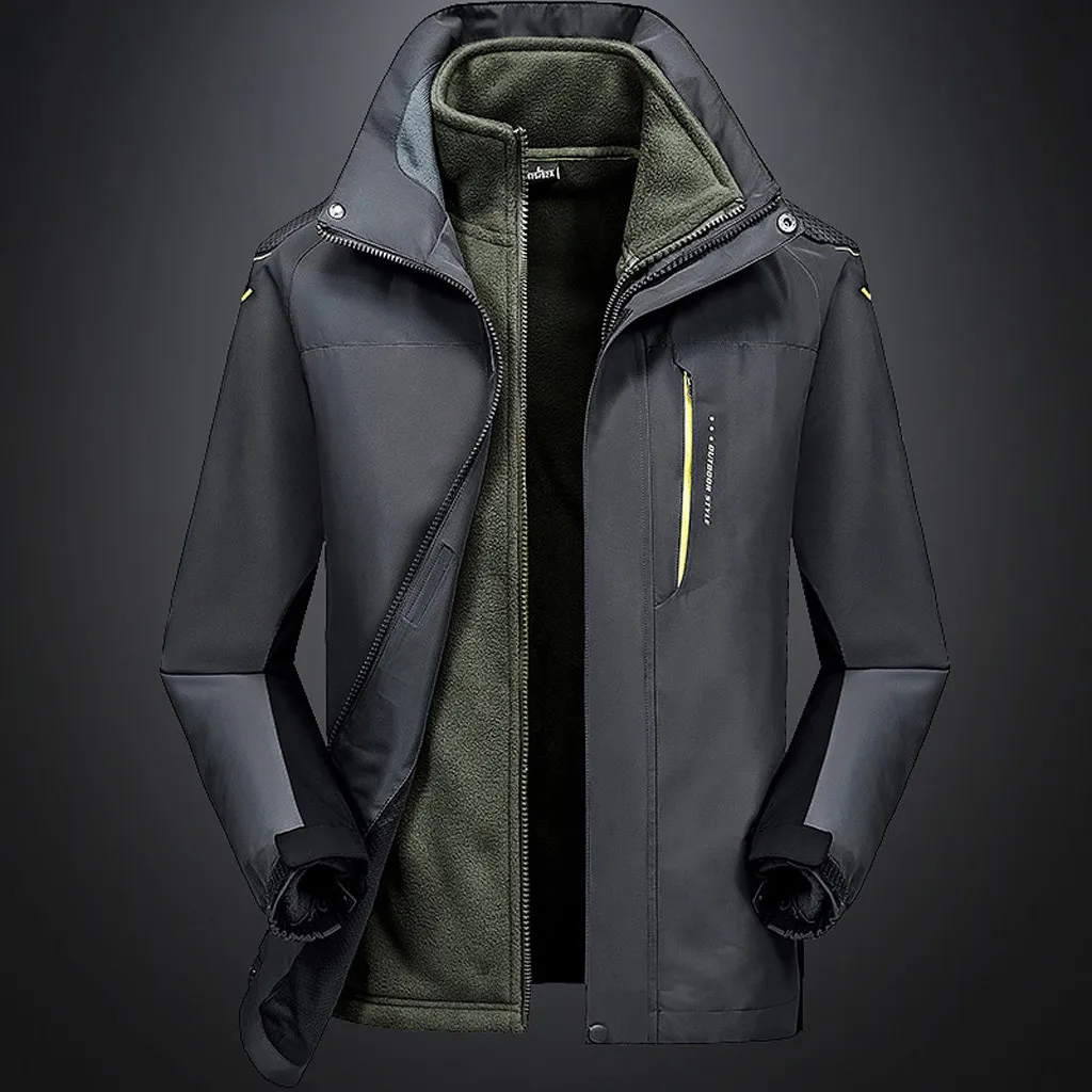 Мужская модная Толстовка со съемной шапкой ветровка водонепроницаемая куртка