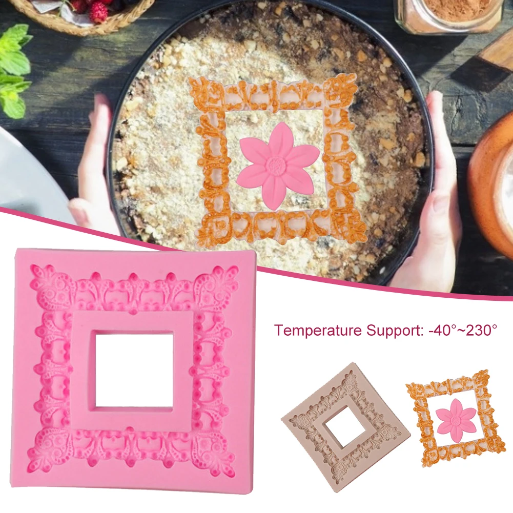 

Non-toxic Odorless Non-stick Mirror Frame Sugar Craft Chocolate Mould Tool Fondant Cake Vintage Mold Silicone