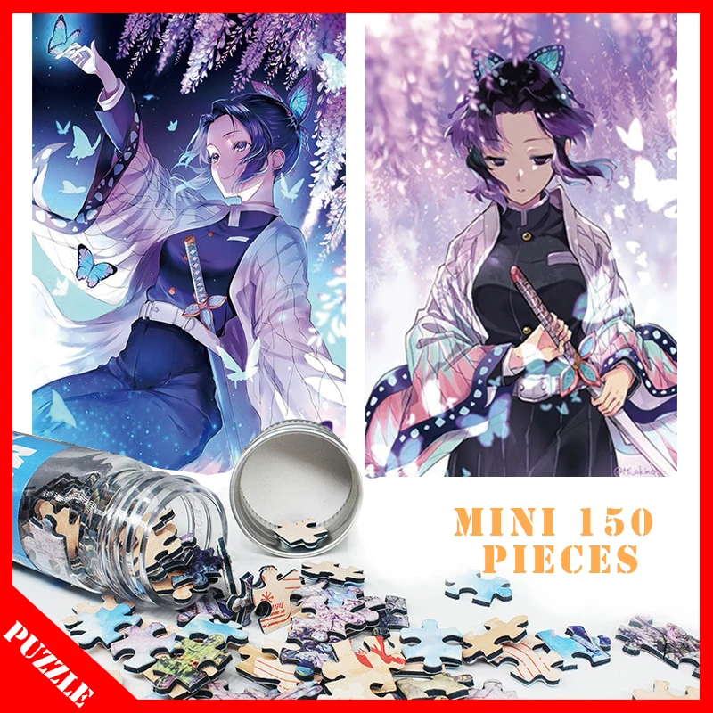 

Мини-пазлы из 150 деталей, рассеиватель демонов, деревянная аниме трубка для испытаний, головоломки для детей и взрослых, игрушки для игр Kimetsu ...