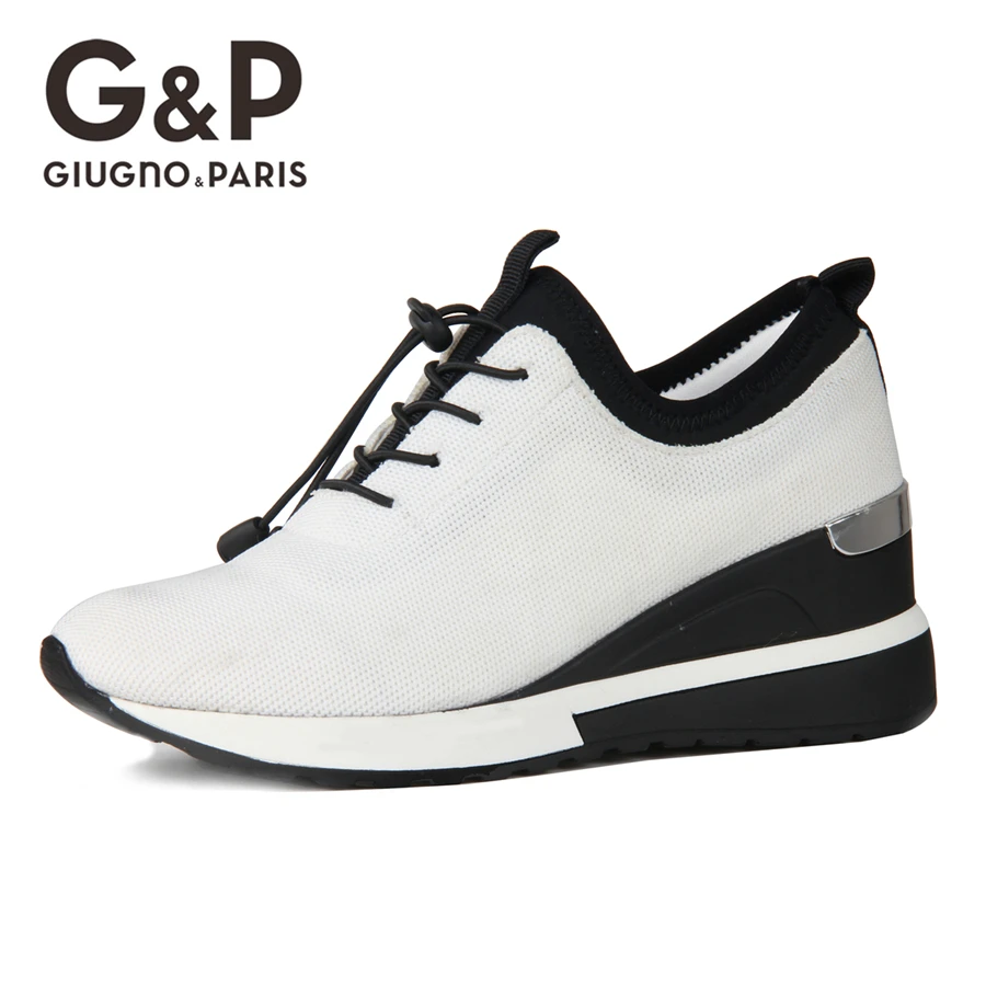 Белые кроссовки на платформе Вязаная обувь Женская танкетке Модная легкая из